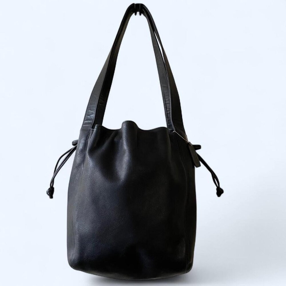 Vintage Coach Lexington Drawstring No. 4180 Black Leather Made in Italy - Picture 5 of 10